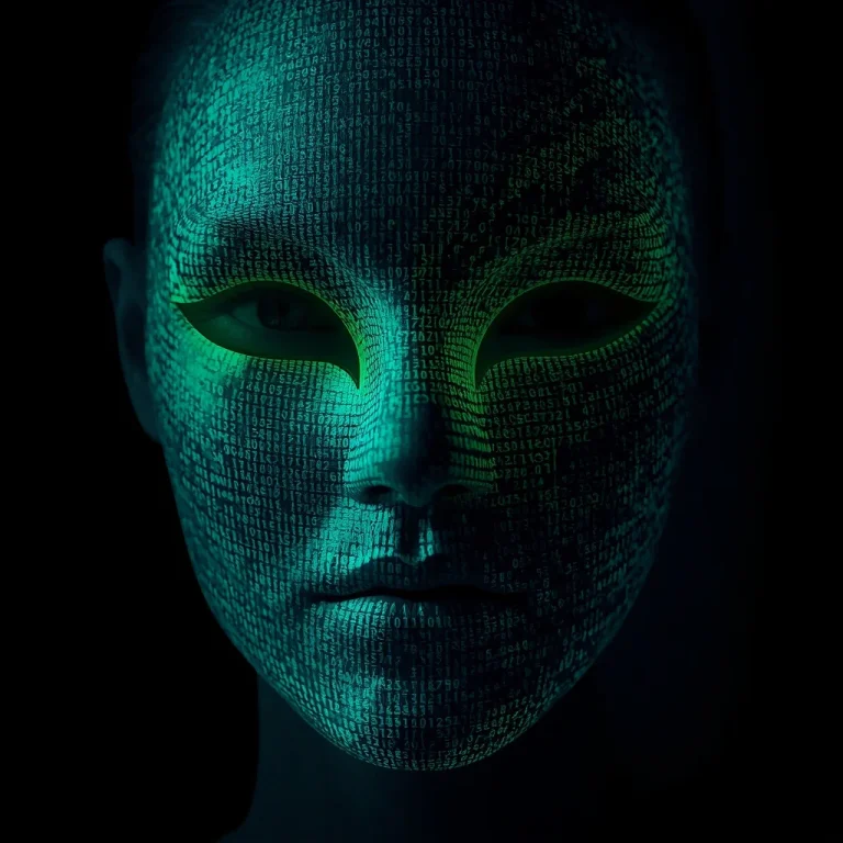 Avant-Garde Mask Formed By Swirling Digital Data Clouds | Instagram Trending Prompt — AI image prompt