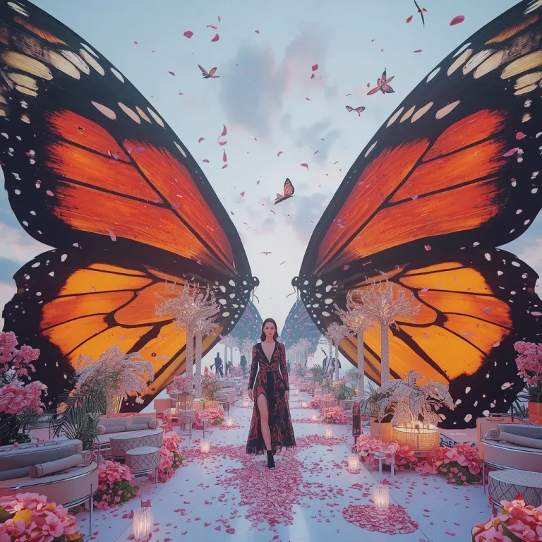 Butterfly Wings Becoming Fashion Runways Image Prompt | Instagram trending purple prompt — AI image prompt