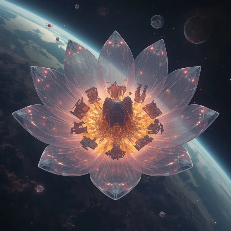 Floating Luxury Civilization Inside Giant Crystal Gravity Bloom Flower Multiverse Prompt | Best AI Photo Prompt — AI image prompt