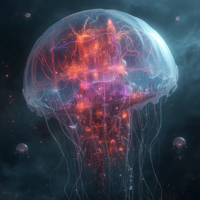 Giant Floating Crystal Jelly Universe With Cyber Organic Living Cities Prompt | Trending prompt in instagram reels — AI image prompt