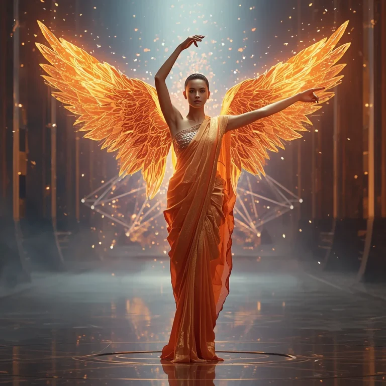 Neural Flame Phoenix Saree with Digital Sky Resurrection Temple Core | new prompt girl — AI image prompt
